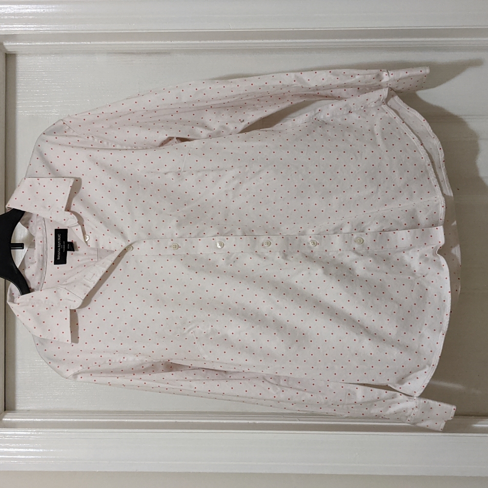 Button down, polka dot blouse
